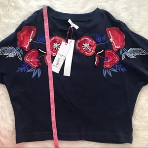 PARKER Beaded Sequin Sweatshirt Floral Embroidered Long Sleeve Blue‎ Red XS New thumbnail 14