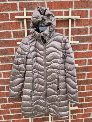Andrew Marc Packable Lightweight Premium Down Puffer Coat Long Midi XS Bronze thumbnail 2