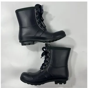 TOMMY Hilfiger navy lace‎ up rain boots lined size US Size 6M thumbnail 3