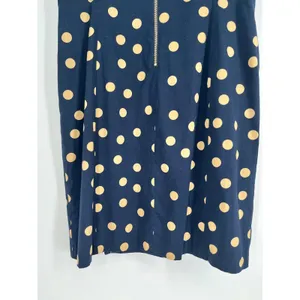 ANNE KLEIN Polka Dot Sheath Dress Womens 12 Navy Blue Tan Sleeveless Pockets thumbnail 11
