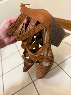 FRYE AND CO. | Gale Cognac Braided Strappy Block Heel Sandals thumbnail 12