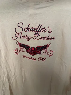Schaeffer’s Harley-Davidson 1903 Graphic Tee - Peach with Blue Print size xl thumbnail 6