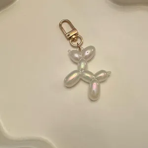 White Iridescent Balloon Dog Keychain Charm thumbnail 2