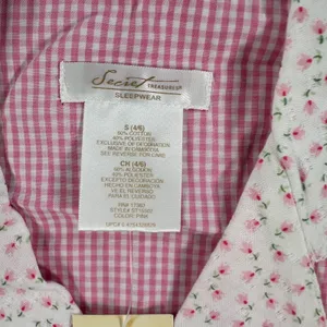 Secret Treasures Gingham Pajama Top Women's Small Pink Cottagecore Sleeveless thumbnail 4