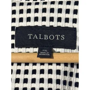 Talbots Blazer Womens XL Black White Checkered Career Jacket Lined thumbnail 3