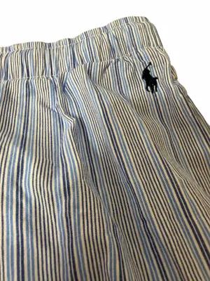 Polo Ralph Lauren XXL Blue White Stripe Cotton Pajama Lounge Pants Cropped Pony thumbnail 2