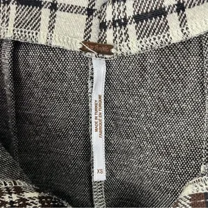 FREE PEOPLE Brown Cream Plaid High Rise Trouser Pants XS Boho Preppy Casual thumbnail 3