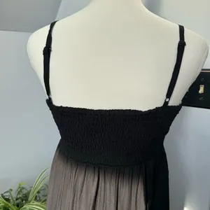 1. State Black Maxi Dress Spaghetti Straps Empire‎ Waist Cream Crochet Trim size XS Beach thumbnail 7