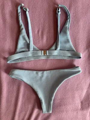 Baby Blue Textured Bikini Set thumbnail 2