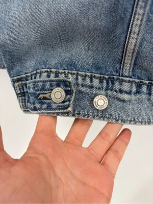 Lucky Brand Women's Boyfriend Trucker Denim Jeans Jacket Distressed Blue small thumbnail 8
