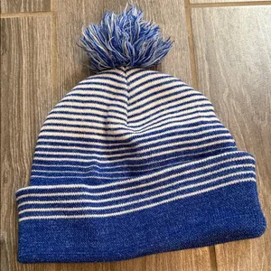 GOAT royal blue Striped Pom-Pom Beanie unisex thumbnail 3