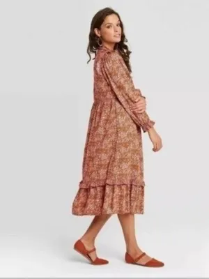 Universal Thread Dress Size XL Prairie Target Orange Floral Farmcore Country NWT thumbnail 3