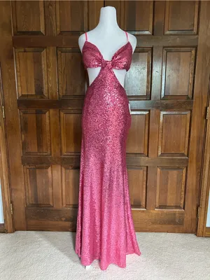 NWT Windsor Athena Formal Cutout‎ Sequin Dress Pink Size 7 Prom Pageant Evening thumbnail 3