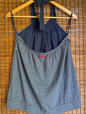 Vintage Hard Tail Forever Striped Halter Babydoll Tank Top Y2K Medium thumbnail 6