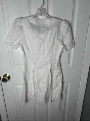 Reformation Anabella Linen Mini Dress in White 2 thumbnail 5