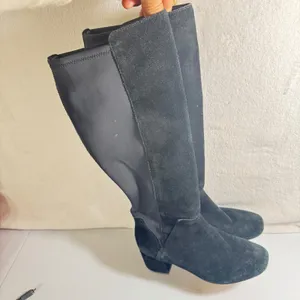 Donald Pliner Black‎ Suede Stretch Knee High Boots Block Heel Size 5M thumbnail 5