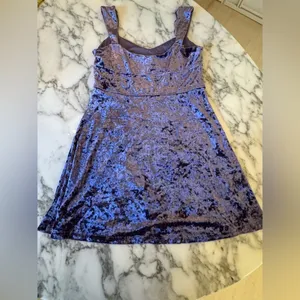 Lush Clothing NWOT Purple Crushed Velvet Mini Dress Sz L – Empire Waist Skater Party thumbnail 4