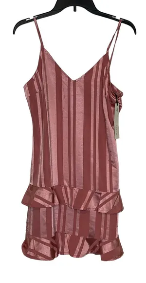 Pinch Women Cami Tank Top Ruffle Tiered‎ Trim Striped Metallic Pink Medium NWT thumbnail 1