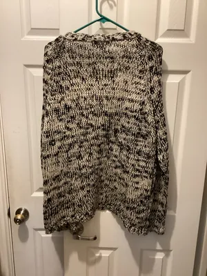 POL Black & White Marled Open-Front Women's Cardigan thumbnail 4