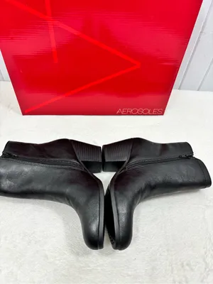 AEROSOLES Vitality Black Leather Ankle Booties with Stitch Detail Size 7 thumbnail 4