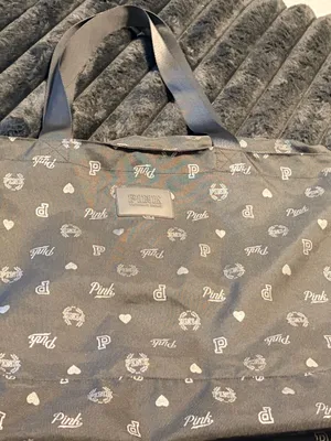 PINK Victoria's Secret Black Logo-Print Weekend Tote thumbnail 3