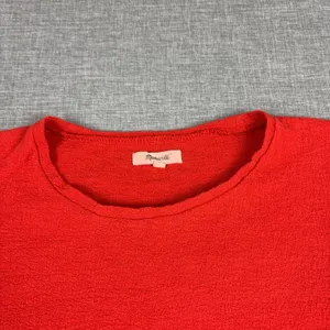 Madewell T-Shirt Womens Small Red Crew Neck Short Sleeve Textured Side Tie Top thumbnail 3