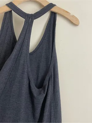 Lululemon Om Racerback Tank Heathered Black Grey Long Loose Yoga Top thumbnail 8