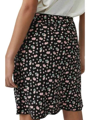 Free People New ​IRL Floral Print Slip Skirt Black Pink Combo Size 8 thumbnail 2