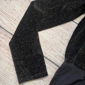 Altar'd State Black Gold Glitter Bodysuit Womens Medium‎ Long Sleeve Party Top thumbnail 4