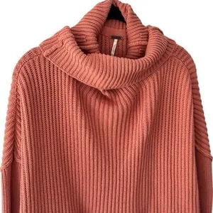 Free People Knit Cozy Pink Turtleneck Sweater Ruffle Cottagecore Feminine S thumbnail 4