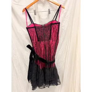 Alice + Olivia NEW Black Hot Wild Pink Chantil Lace Corset‎ Mini Dress US 4 $695 thumbnail 5