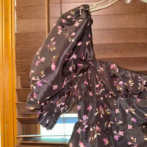 NWT $158 Anthropologie x Maeve Black Floral Puff-Sleeve Mini Dress w/ Pockets XS thumbnail 12