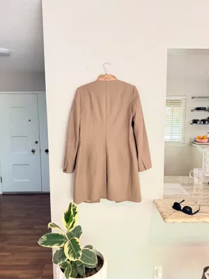 All saints leni wool cashmere blend nude tan single button long coat blazer 6 thumbnail 14
