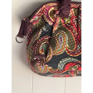 Vera Bradley Mesa Red Gathered Satchel Paisley Quilted Cotton Bag thumbnail 4