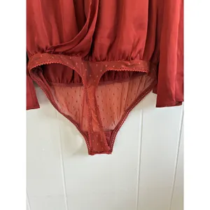 NWT Free People Intimately Cherry Chai Ruffle Bell Sleeve Bodysuit Size S thumbnail 3