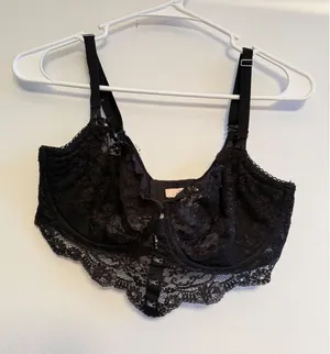 Victorias Secret Black‎ Floral Lace Longline Underwire Bra 36DD thumbnail 1