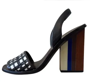 Tory Burch Emori Slingback Sandals‎ Wood Lucite Heel 8.5 thumbnail 1