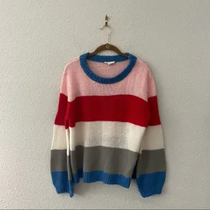 Prómesa Red Pink Stripe Sweater by Blue White Size s/m thumbnail 2