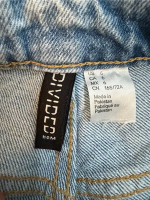 H&M Pale Blue Straight Leg button fly Jeans thumbnail 6