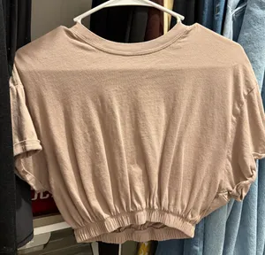 Garage Light Brown Scrunch Crop Top thumbnail 1
