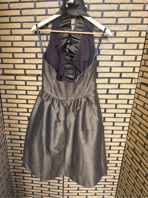Alfred sung brown ruffle halter dress size 8 thumbnail 2