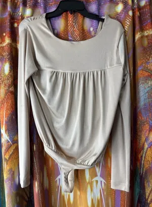 Intimately Free People Beige Long Sleeve Surplice Wrap Bodysuit✨ thumbnail 5