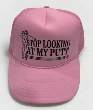 Stop Looking At My Putt Golf Trucker Hat Womens Pink NEW Adjustable thumbnail 1