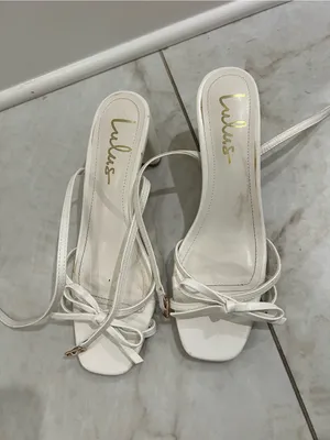 Lulus Rezzy White Bow Ankle Strap High Heel Sandals Size 8 US thumbnail 3