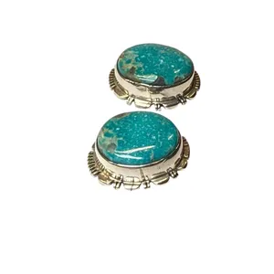 Vintage Navajo JF Sterling Silver Turquoise Clipon earrings Native‎ American thumbnail 6