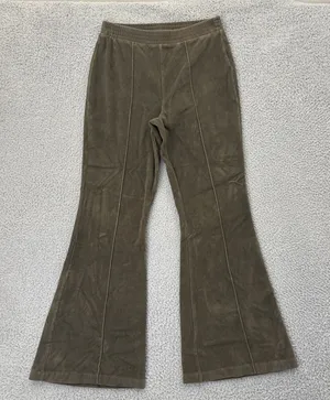 Arie High Rise Pull On Corduroy Flare Pants Olive Green Boho Women's Medium x 29 thumbnail 1