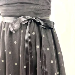 BCBGMaxAzria Dark Brown Gold Swiss Dot Strapless Party Dress - Size M thumbnail 7