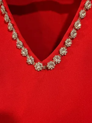 SugarLips Stazie V-Neck Rhinestone Detail Mini Dress Red thumbnail 8