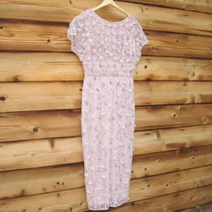 MAC DUGGAL 94117 Pink Cap Sleeve Column Midi Dress With Floral Beading thumbnail 7