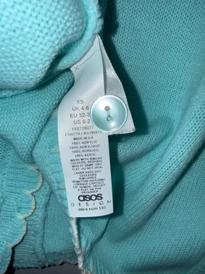 Scallop Edge Cropped Cardigan Sweater - Light Aqua thumbnail 10